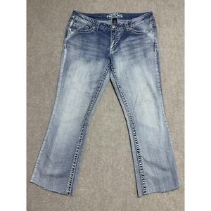 Paisley Sky Jeans Womens 14 Blue Bootcut Distressed Raw Hem Embroidered Pockets